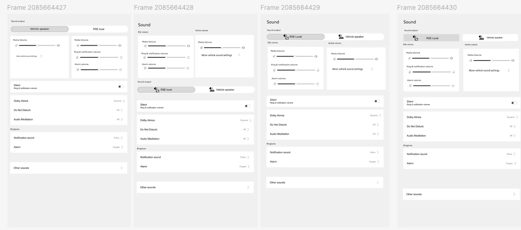 Rear-seat sound settings wireframe exploration
