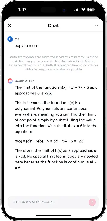 Student reviews an AI-generated explanation in Gauth