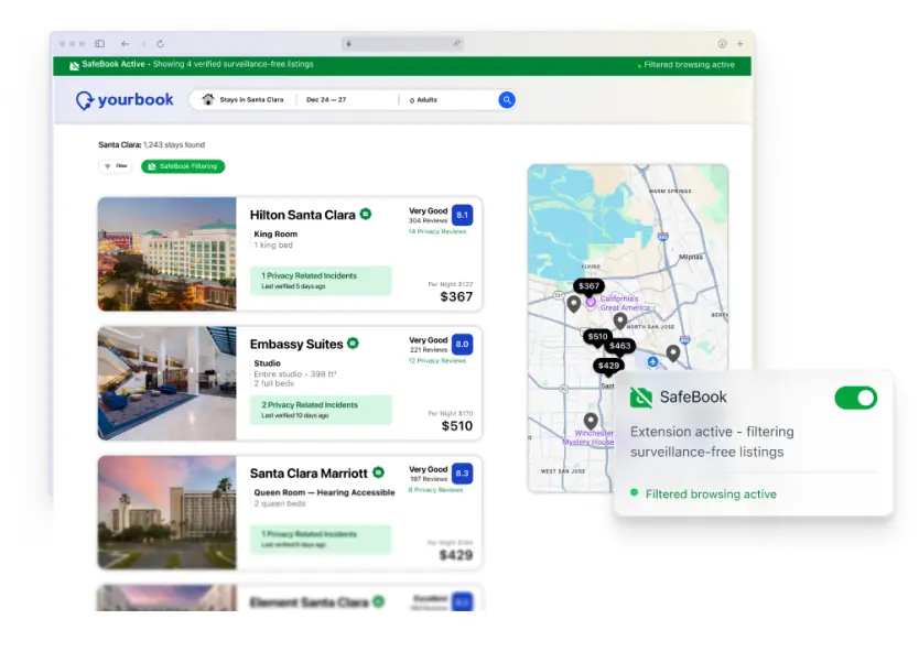 SafeBook extension enabled over search results