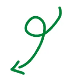 Arrow showing the design progression