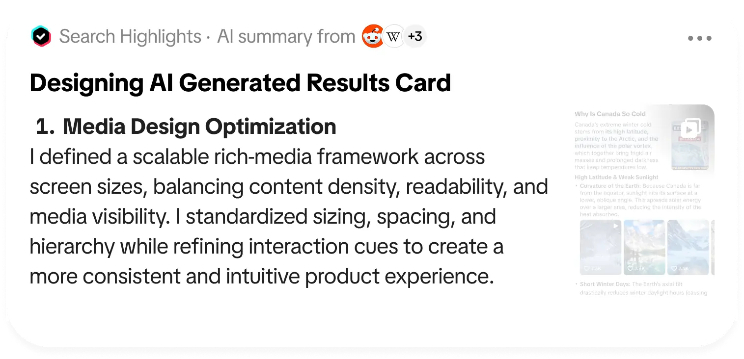 Media design optimization for AI-generated search results