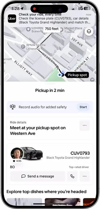 Uber waiting screen example three