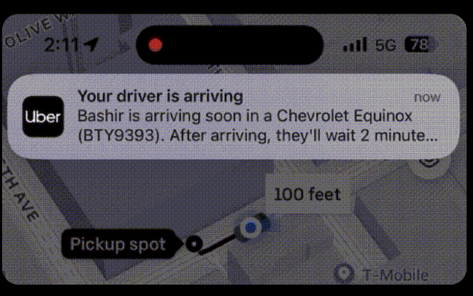 Uber notification demonstration one